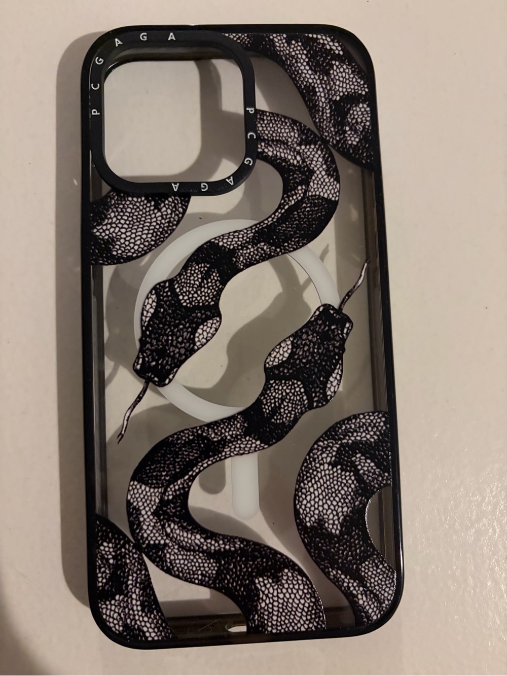 Black Snake Clear iPhone 15 ProMax Case with MagSafe Compatibility